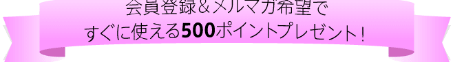 会員登録＆メルマガ希望ですぐに使える500ポイントプレゼント！