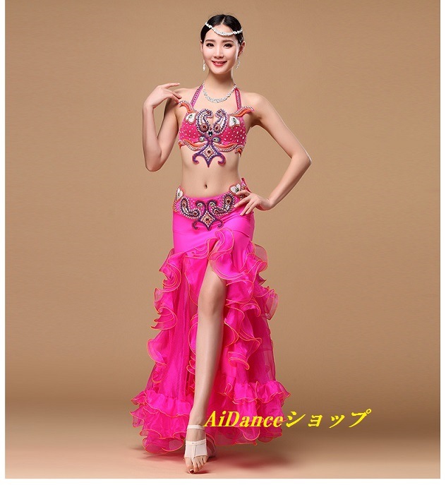 新着　ベリーダンス　衣装　コスチューム　ブラトップ　ベルト　2点セット　 全4色展開　wj01122-AiDanceショップ