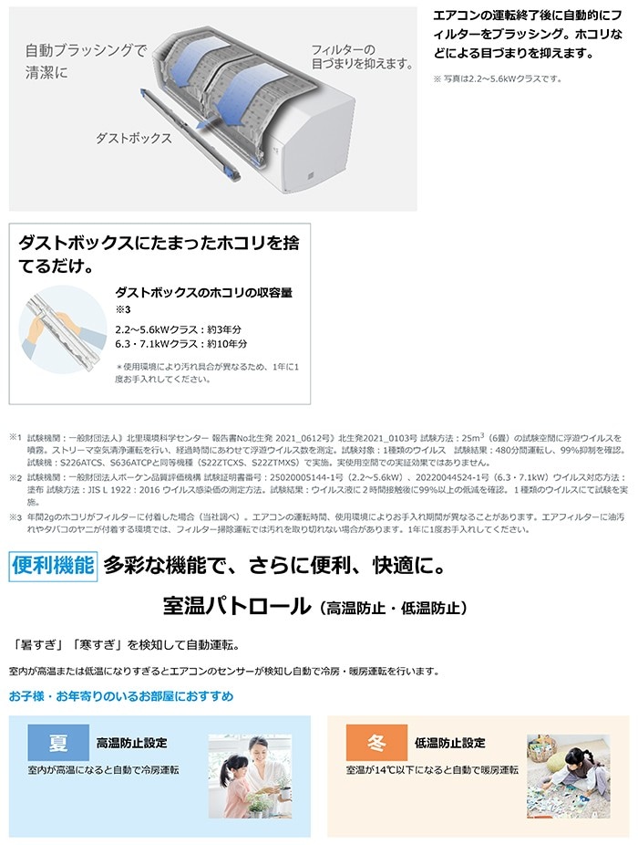 S226ATCS-W 主に6畳用 高さ250mmのコンパクトデザイン 機内洗浄など