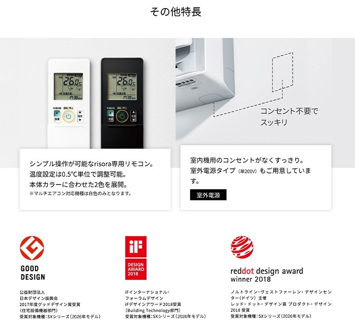 S406ATSP-F 主に14畳用 単相200V risora 薄さと色で理想の空間を彩る