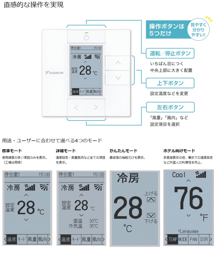 BRC1G3(K) ダイキン 業務用エアコン用ワイヤードリモコン-激安エアコン専門店エアコンの森