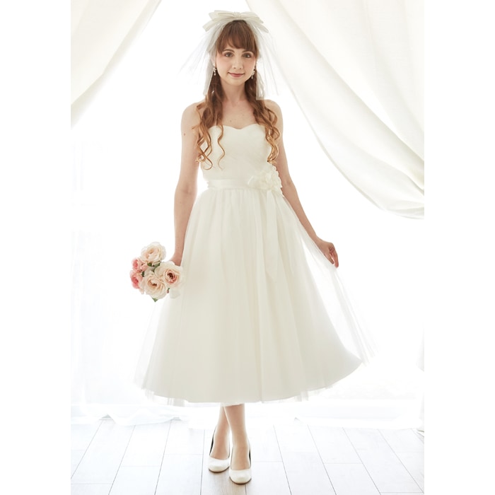 8,460円ANNAN WEDDING ミモレ丈ドレス　Sサイズ
