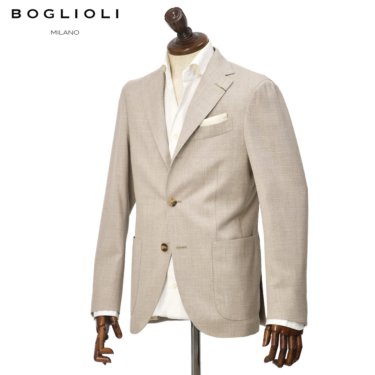 <美品>BOGLIOLI doverベージュ 春夏 シルクリネンジャケット 42 決算大感謝SALE】BOGLIOLI【ボリオリ】シングルジャケット DOVER