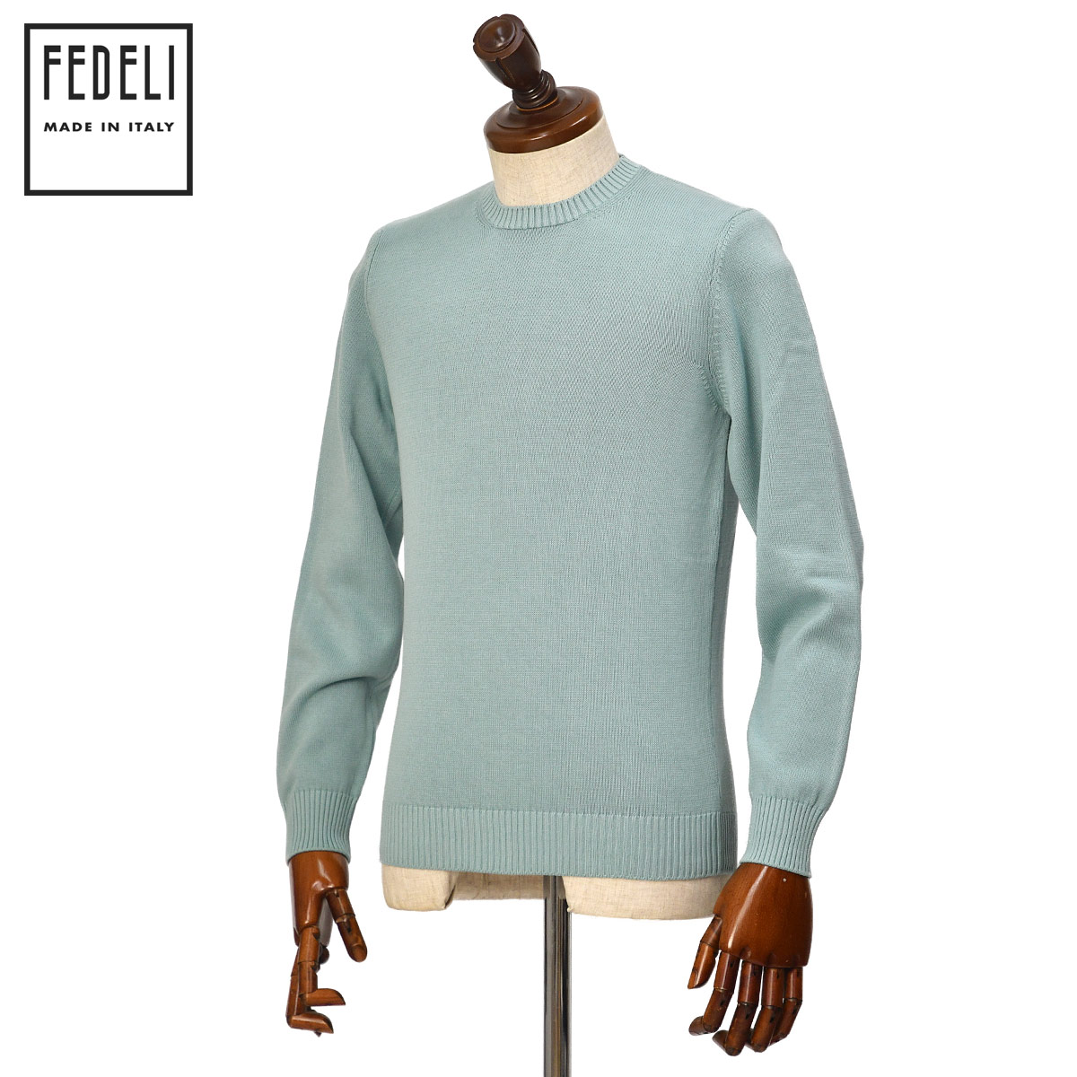 FEDELI【フェデーリ】クルーネックニット ARG.8 ML. GIZA L. DUSTY 88 