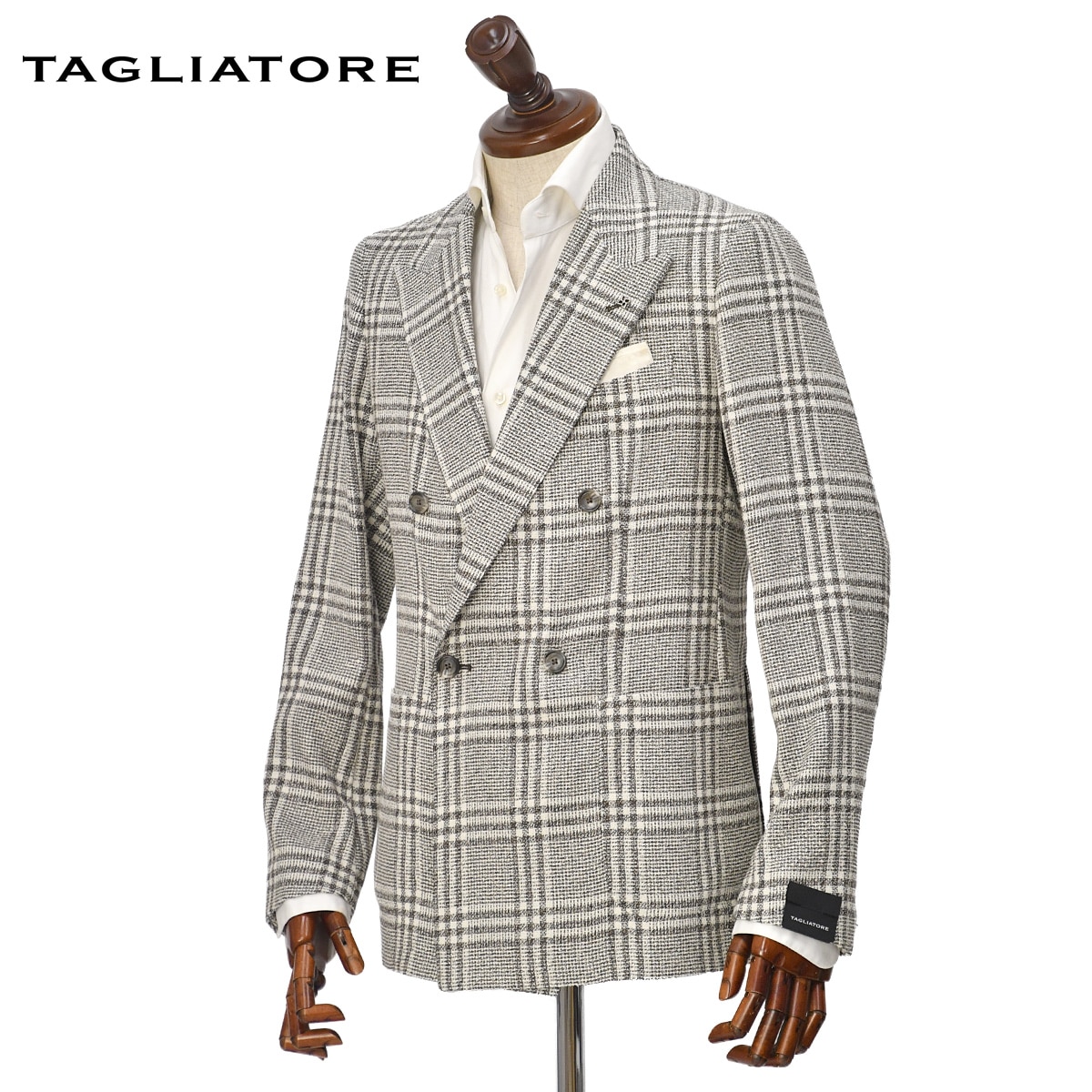 【美品】タリアトーレ ダブル 44 リネンチェック 春夏 taglia0190614brw1.jpg