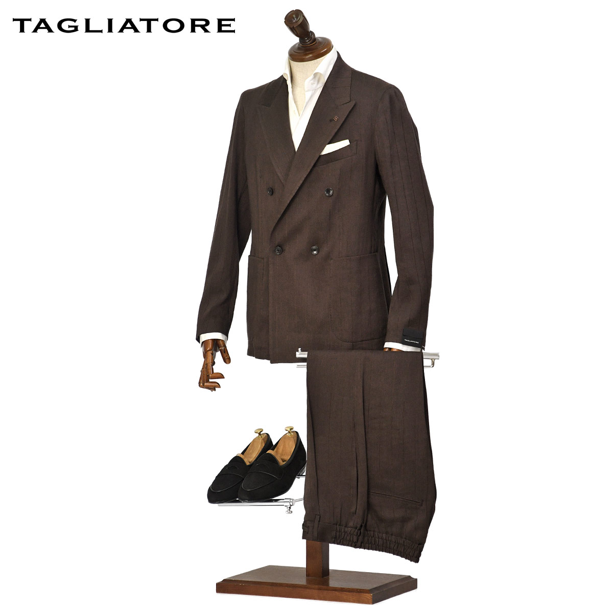 TAGLIATORE ダークブラウン ジャケット　ジレ TAGLIATORE〉同ブランドらしさの光るキャメルのダブルブレステッド
