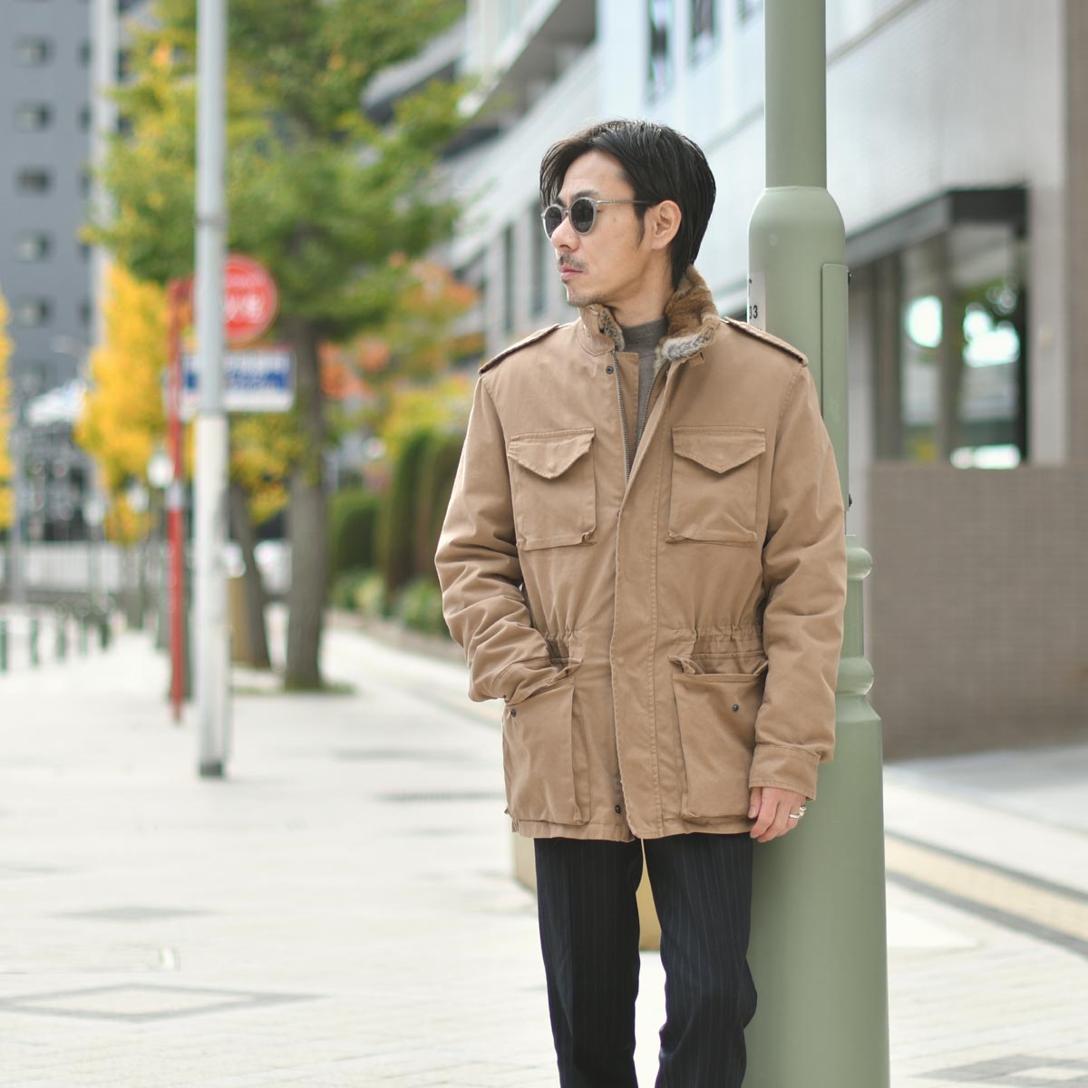 Drumohr【ドルモア】M-65ブルゾン DJ100FJZ BEI コットン ラビット