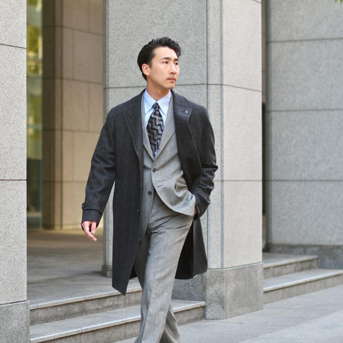 ストレッチ 五者混 THOMAS ヘリンボーン タリアトーレ アルスターコート ストレッチ 五者混 THOMAS ヘリンボーン タリアトーレ アルスターコート