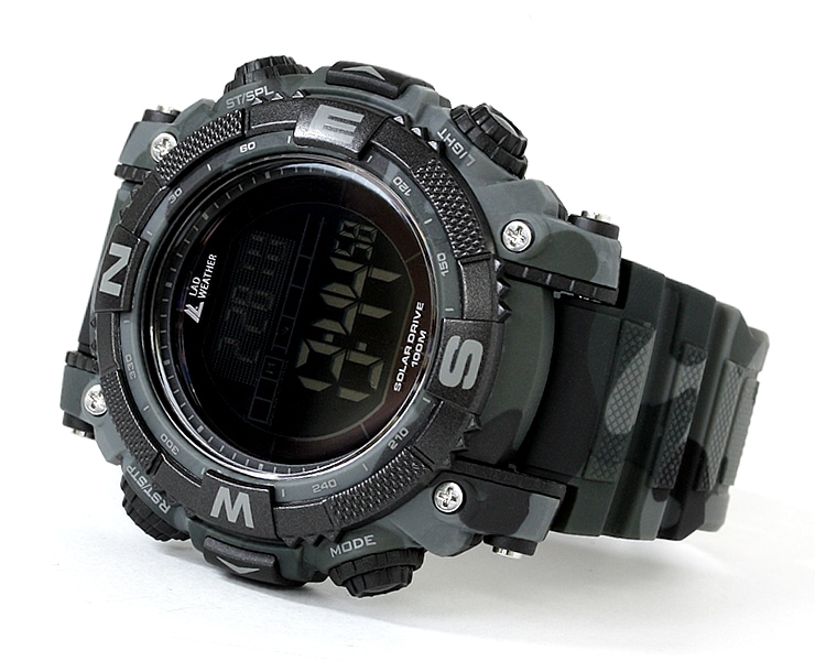パワーソーラー搭載のデジタルウォッチ ソーラー時計 メンズ 腕時計 ソーラー充電 長期間の使用に耐える、迫力のデジタル・ミリタリーウォッチ[ LAD WEATHER ラドウェザー ]