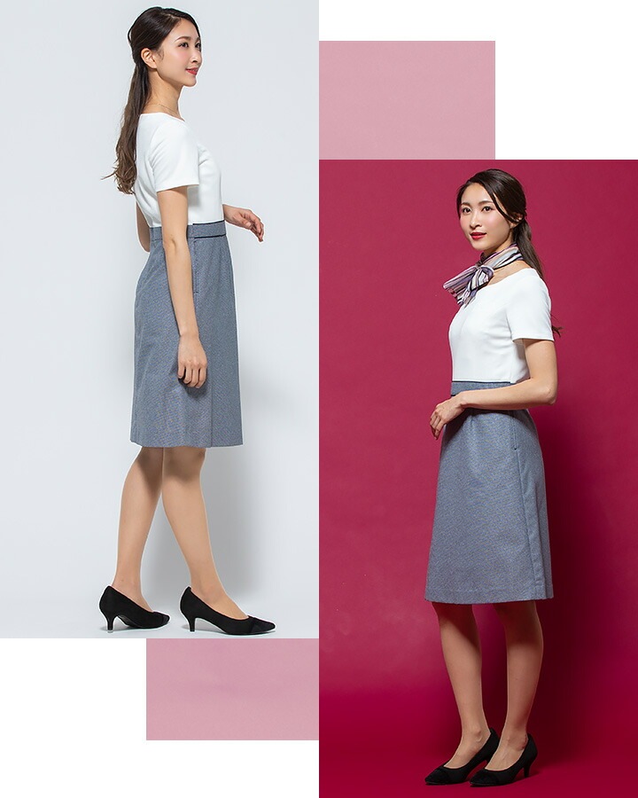 ワンピース 事務服 アンジョア enjoie ジョア 66520 コンシェルジュ 受付 エステ服 コンシェルジュ 制服 おしゃれワンピース 上品  オフィスウェア 小さいサイズ 5号～15号│作業服のだるま商店-本店