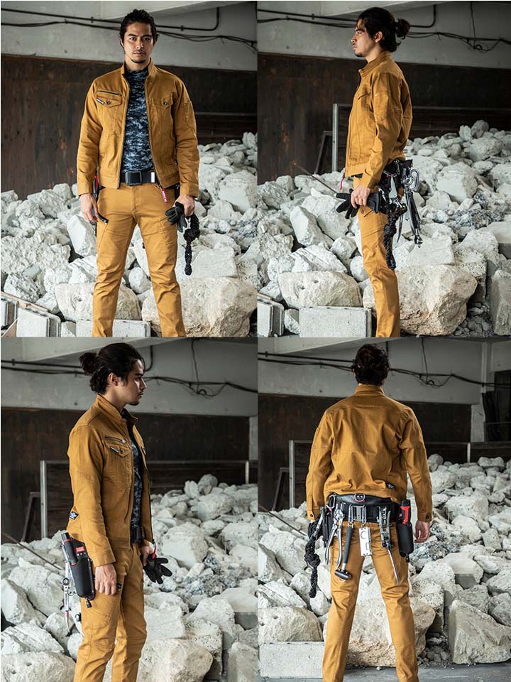 ポルテ ストライプ入りジャンパー サイズ145 バートル 作業服 デニム ストレッチ ジャケット 5001 男女兼用