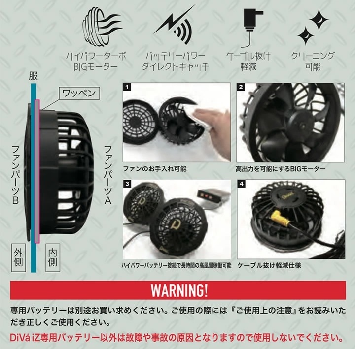 空調作業服 ベスト フルセット ファン付き WZ ドットエンボス HOP 