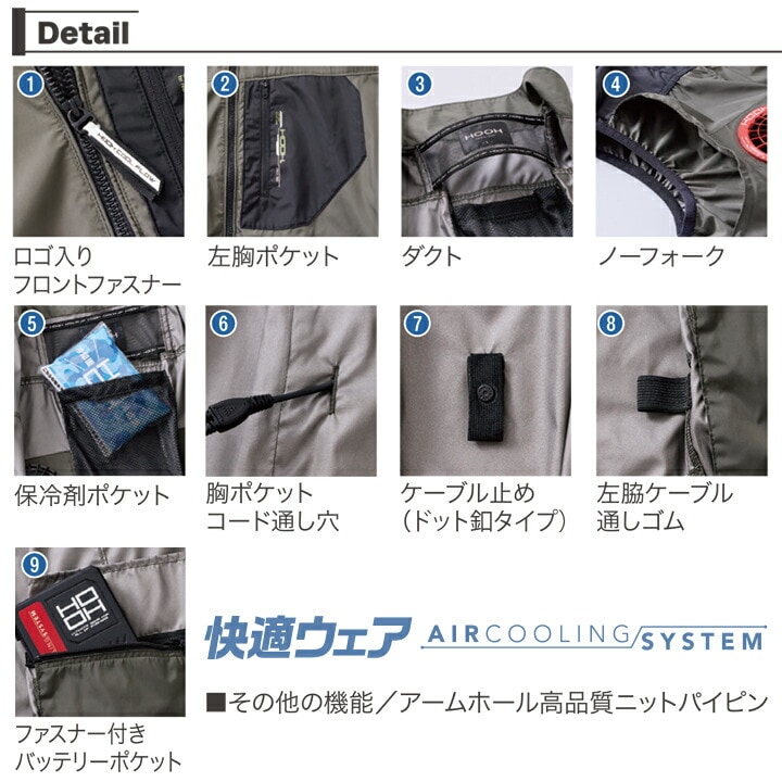 即日発送】空調服 ベスト HOOH 2026年 ミドルファン V1109 撥水加工 UV