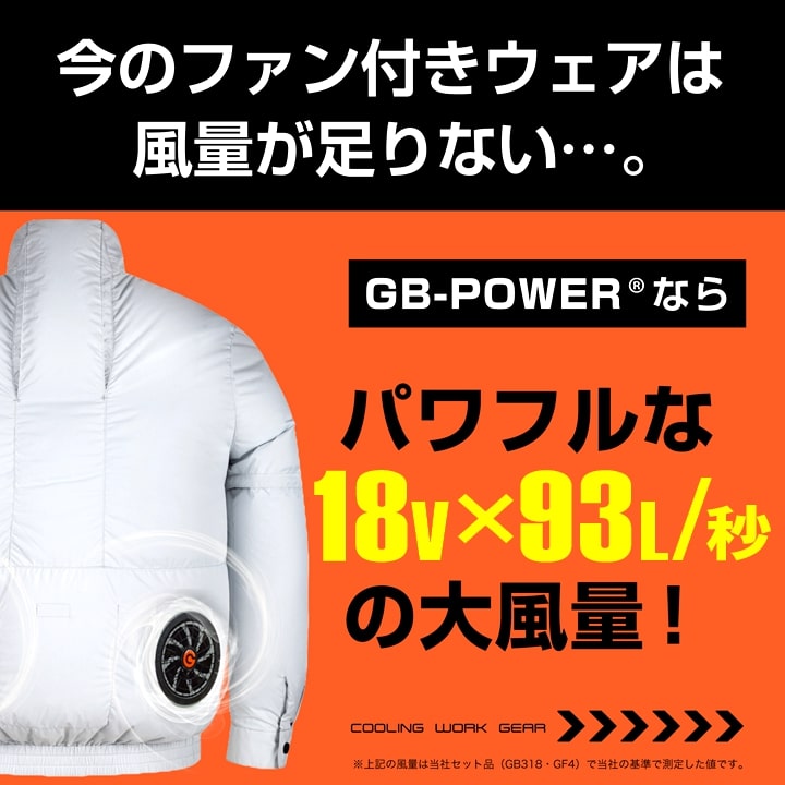 即日発送】空調作業服用 18V ファン＆バッテリーセット GB-POWER ファン バッテリー GB318 GF4 空調ウェア 大風量 熱中症対策  ファン付きウェア対応 EFウェア 急速充電 春夏 作業服 作業着 長信ジャパン│作業服のだるま商店-本店