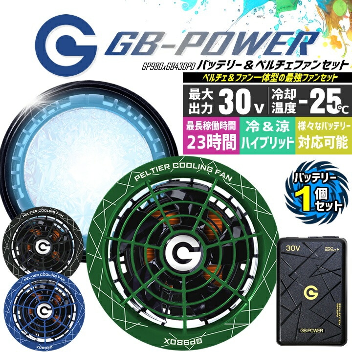 ペルチエ一体型ファンセットバッテリー付き 即日発送】長信ジャパン 冷却ペルチェファン 一体型（30V専用 ペルチェ