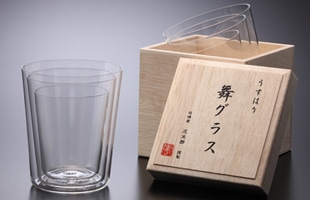 松徳硝子/薄いうすはりグラス/オールド M　2個セット木箱入 [うすはりグラス/オールドは松徳硝子/お歳暮にウィスキー＆ウィスキーグラス]