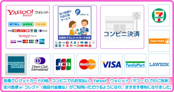 コンビニや着払いなどお支払い方法がさらに増えました。