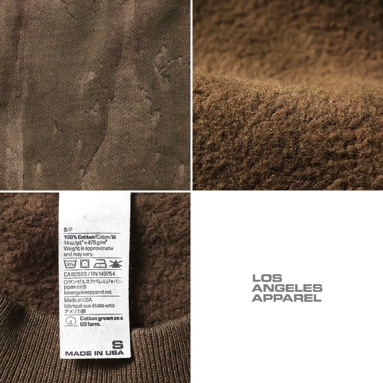 LOS ANGELES APPAREL / ロサンゼルスアパレル L-HF07DD 14oz FLEECE