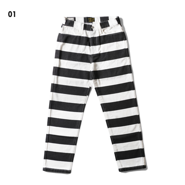 INDIGO SEA / インディゴシー INS261 WIDE STRIPED PRISON MOTORSYCLE