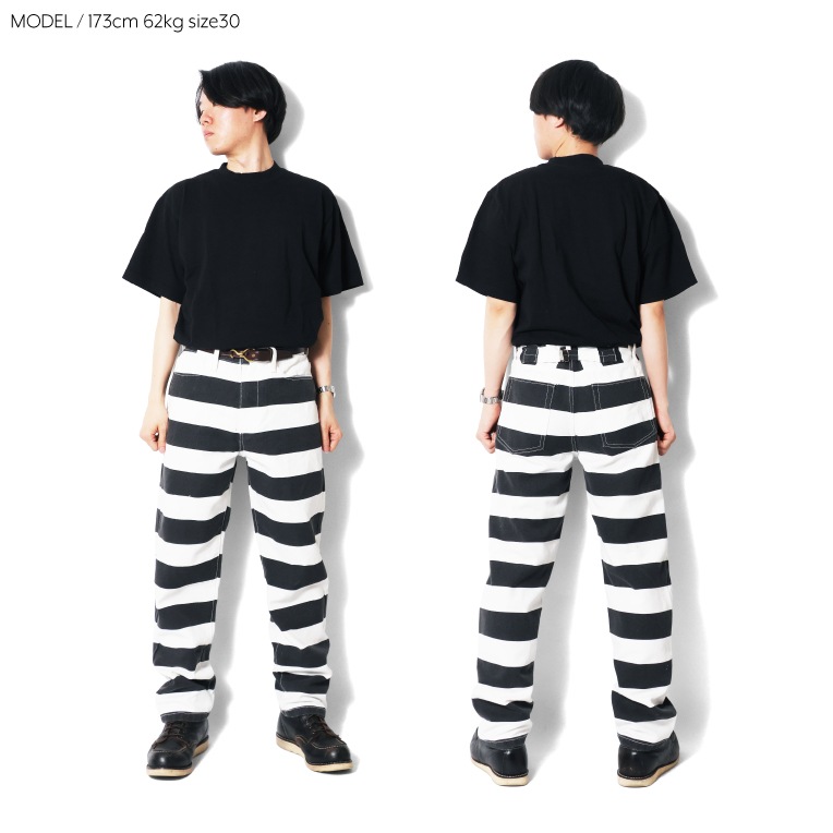 INDIGO SEA / インディゴシー INS261 WIDE STRIPED PRISON MOTORSYCLE