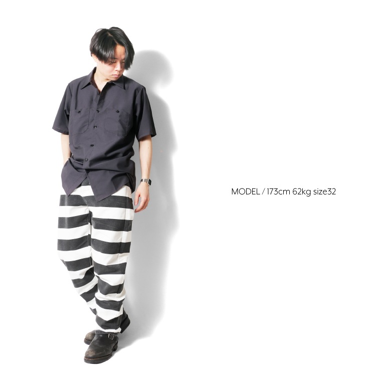 INDIGO SEA / インディゴシー INS261 WIDE STRIPED PRISON MOTORSYCLE