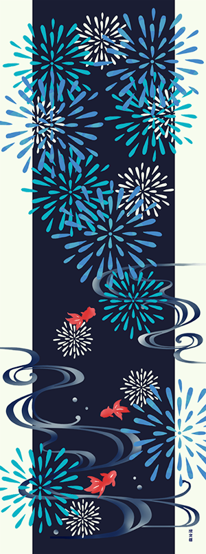絵てぬぐい 納涼花火｜▽アイテム・用途で選ぶ,絵てぬぐい,絵てぬぐい