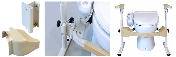 アロン化成】 安寿 洋式トイレ用フレームS はねあげR2 木製ひじ掛け