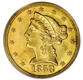 アンティークコイン アメリカ 5ドル金貨リバティヘッド 1900 ＄5 GOLD