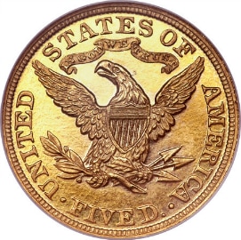 アンティークコイン アメリカ 5ドル金貨リバティヘッド 1908 Liberty ＄5 PCGS MS65