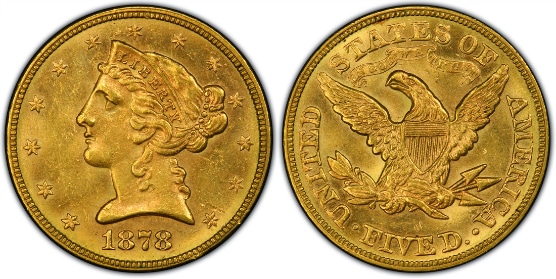 アンティークコイン アメリカ 5ドル金貨1900 ＄5 PCGS AU58 リバティ