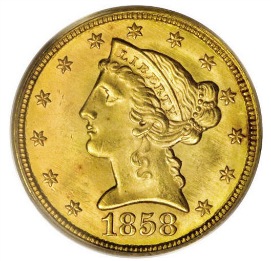 アンティークコイン アメリカ 5ドル金貨リバティヘッド 1886 Liberty