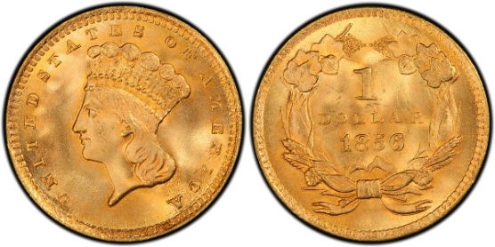 アンティークコイン アメリカ ゴールドダラー1ドル金貨 1856 G＄1 NGC