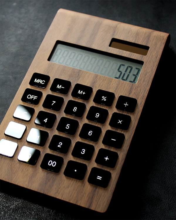 12桁表示の木製ソーラー電卓「Solar Battery Calculator Desk Type」/北欧風デザイン | 北欧風木製品・雑貨