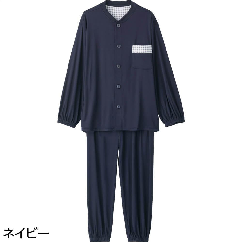 大きめボタンのびのびストレッチパジャマ S M L LL 紳士 用 NOBI AID