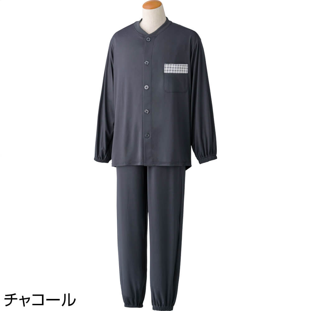 大きめボタンのびのびストレッチパジャマ S M L LL 紳士 用 NOBI AID