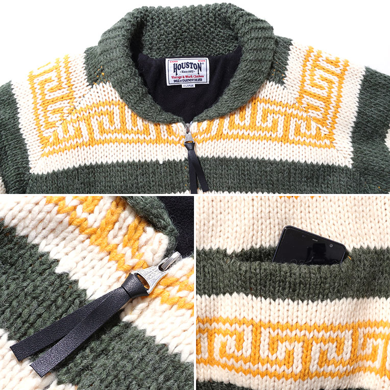 HOUSTON / ヒューストン 22143 COWICHAN KNIT CARDIGAN(BIRD