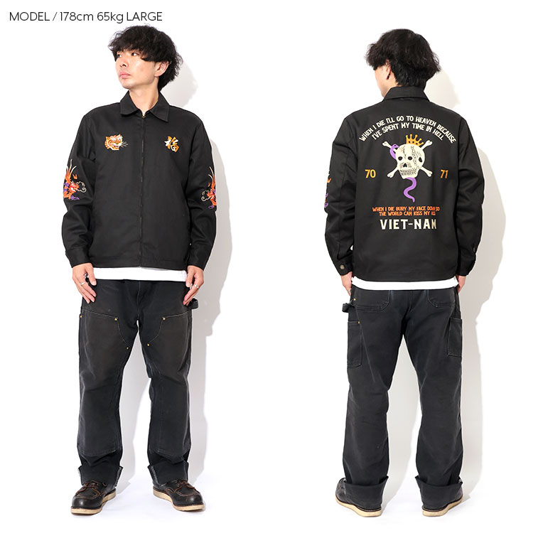 THREEFACE THREE SKULLS VIETNAM JAKET - スカジャン