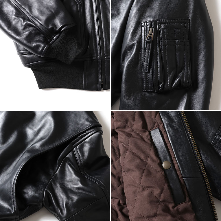 HOUSTON / ヒューストン 8192 SHEEP LEATHER CWU45P FLIGHT JACKET / シープレザーCWU45P  -全1色- フライトジャケット 羊革 ミリタリー MILITARY メンズ 襟 キルティング 中綿 バイカー 秋冬 アクションプリーツ リブ  [8192] | ブランド別カテゴリー,HOUSTON,ジャケット ...