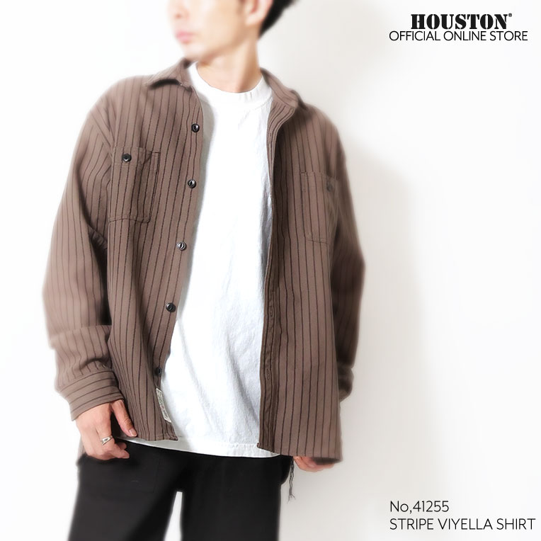 HOUSTON / ヒューストン 41255 STRIPE VIYELLA SHIRT / ストライプ