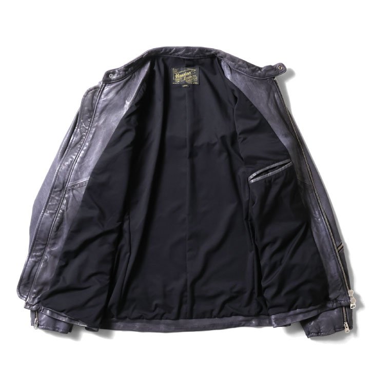 HOUSTON｜ヒューストン　シングルライダースジャケット　リアルレザー　襟付き HOUSTON｜ヒューストン シングルライダースジャケット リアル