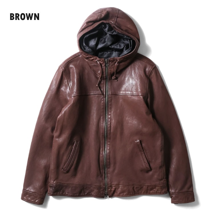 HOUSTON / ヒューストン 8227 LEATHER HOODIE JACKET / レザーフード