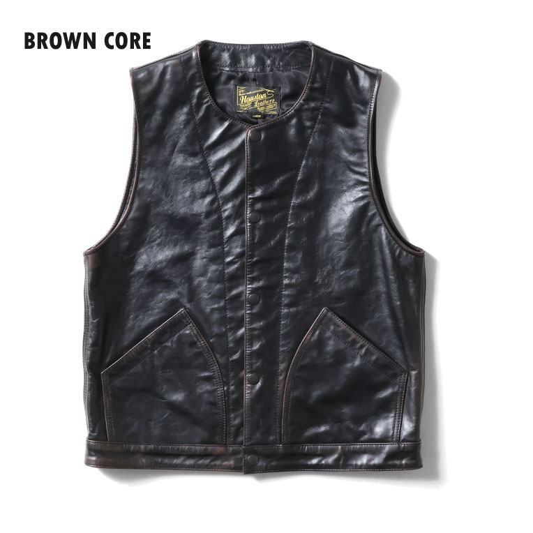HOUSTON / ヒューストン 8228 LEATHER VEST / レザーベスト -全1色