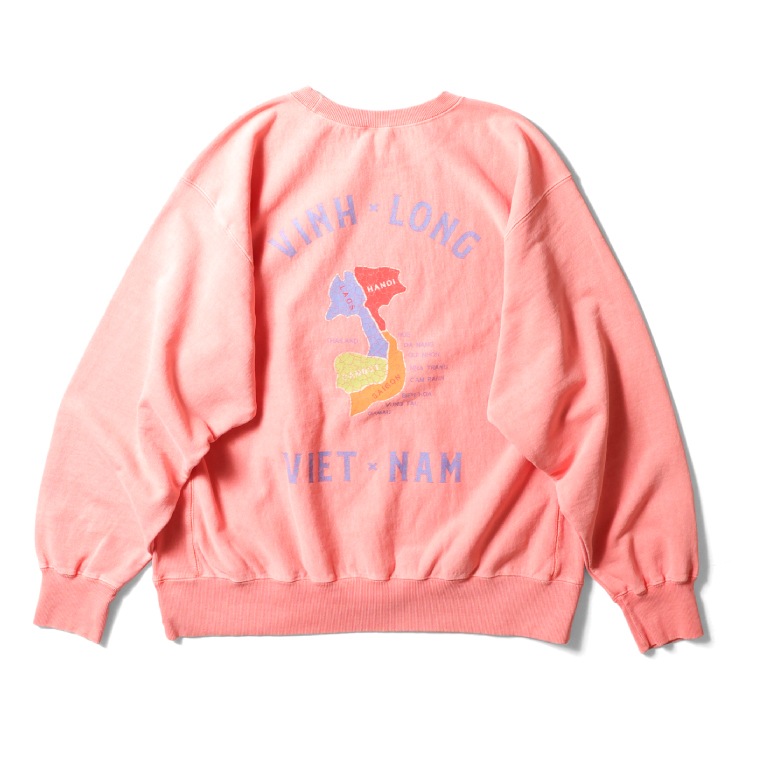 HOUSTON / ヒューストン 22339 PIGMENT R/V SWEAT SHIRT (VIETNAM MAP