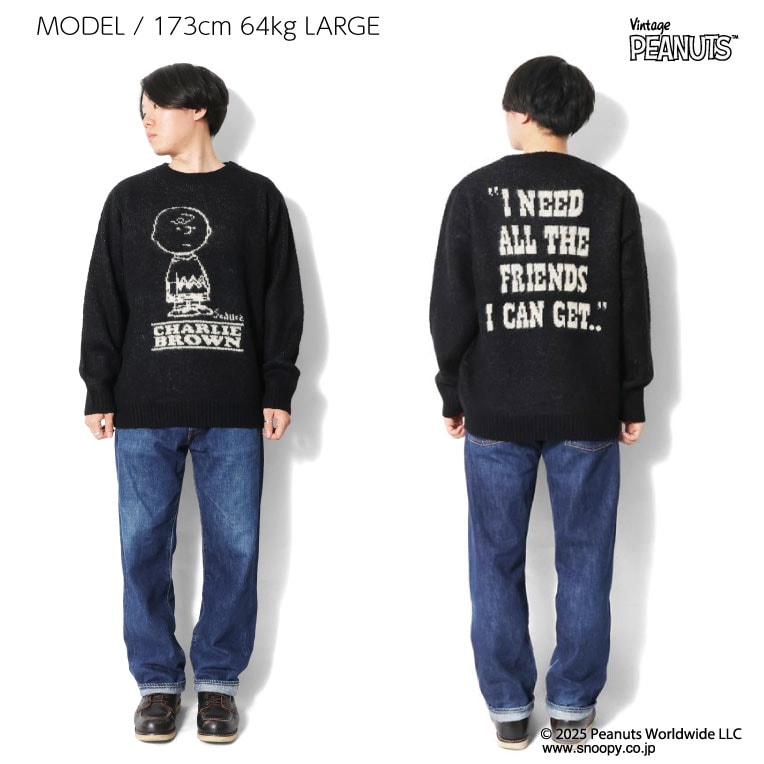 HOUSTON / ヒューストン 22347 PEANUTS MOHAIR WOOL SWEATER (CHARLIE