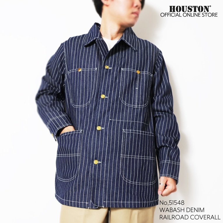 HOUSTON ヒューストン ウォバッシュ カバーオール HOSUTON / ヒューストン】 WABASH DENIM RAILROAD COVERALL