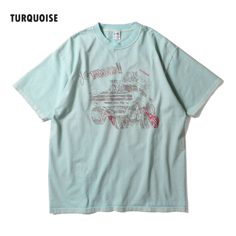 HOUSTON / ヒューストン 22426 PIGMENT PRINT TEE (RACE) / ピグメント