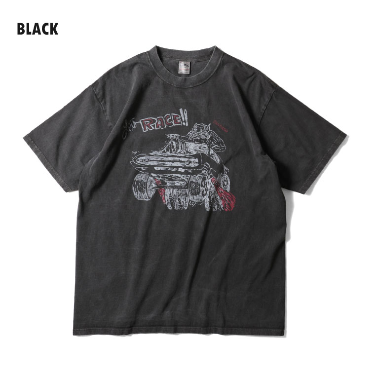 HOUSTON / ヒューストン 22426 PIGMENT PRINT TEE (RACE) / ピグメント
