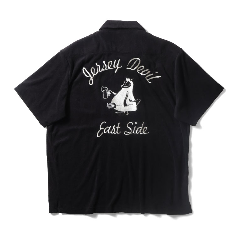 新品タグ付き＊HOUSTON パイルボーリングシャツ ブラック XXL HOUSTON / ヒューストン 41322 PILE BOWLING SHIRT(JERSEY DEVIL