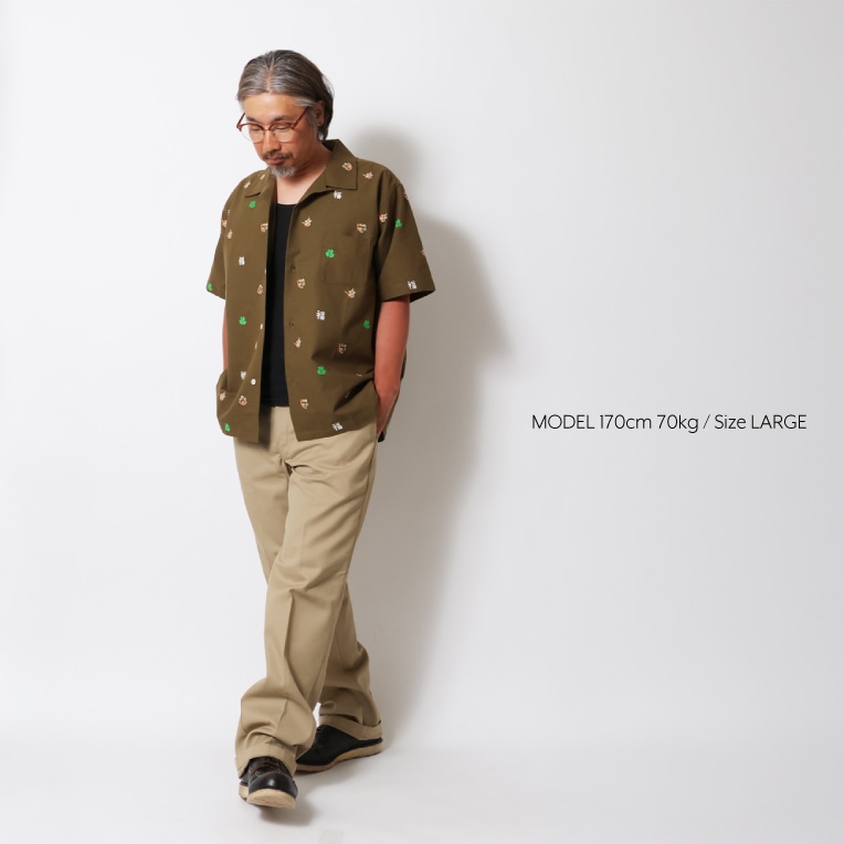 HOUSTON / ヒューストン 41344 OXFORD EMBROIDERY S/S SHIRT (VIETNAM