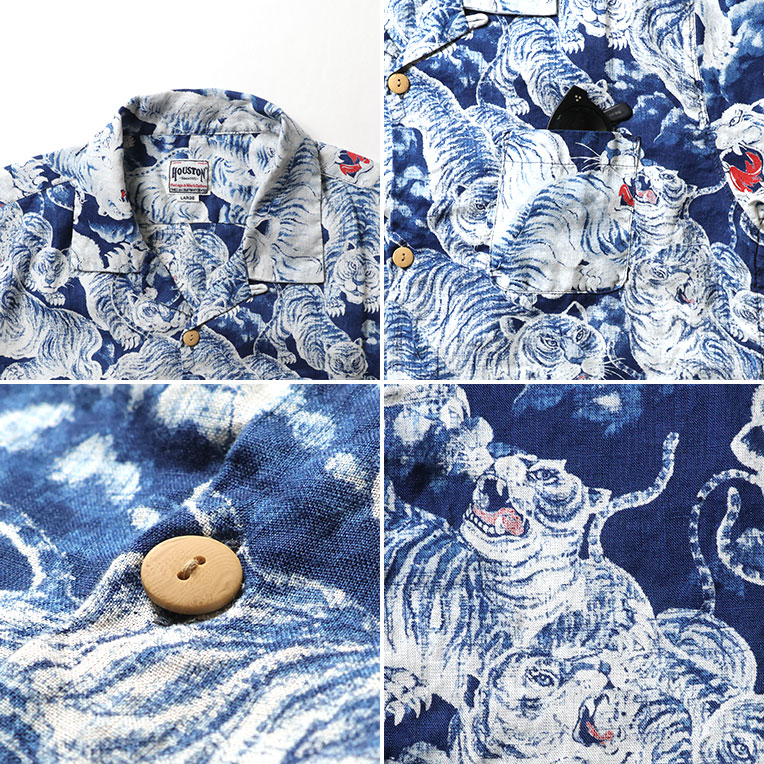 HOUSTON / ヒューストン 41356 SPECIAL DYED LINEN ALOHA SHIRT (百虎